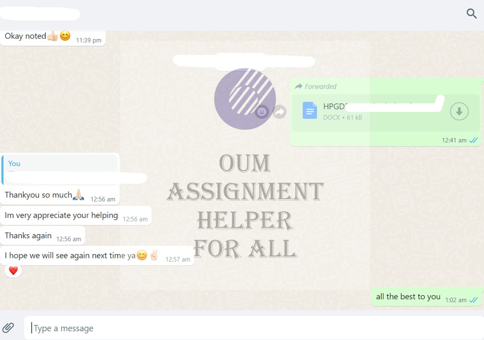 example of oum assignment
