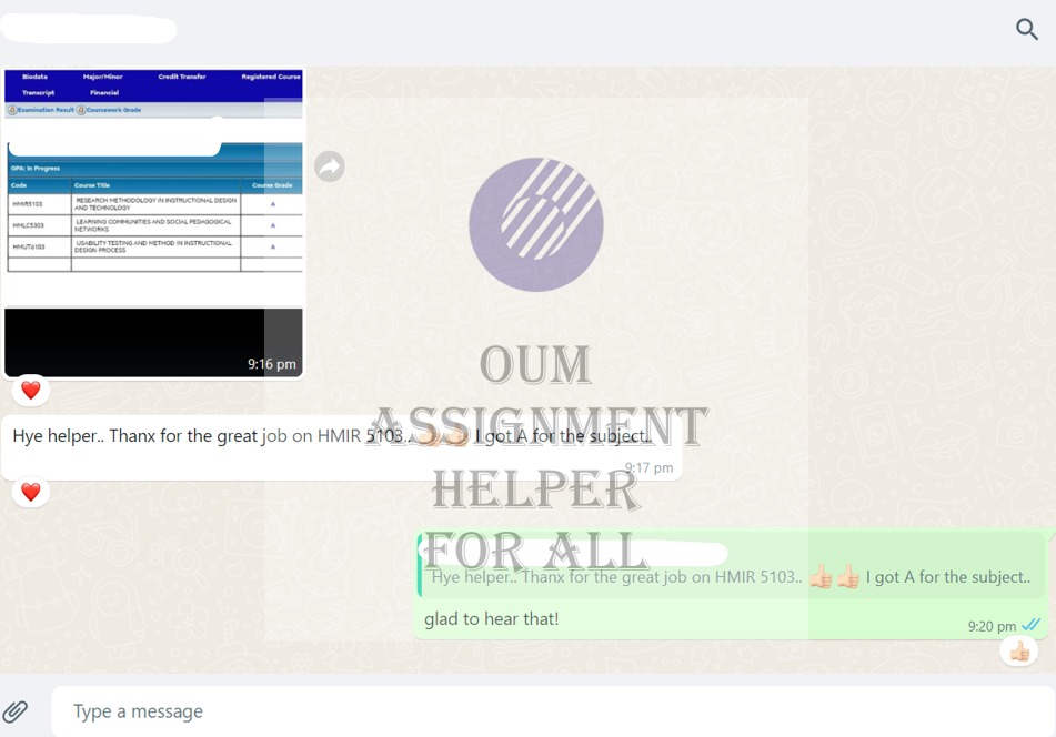 example of oum assignment